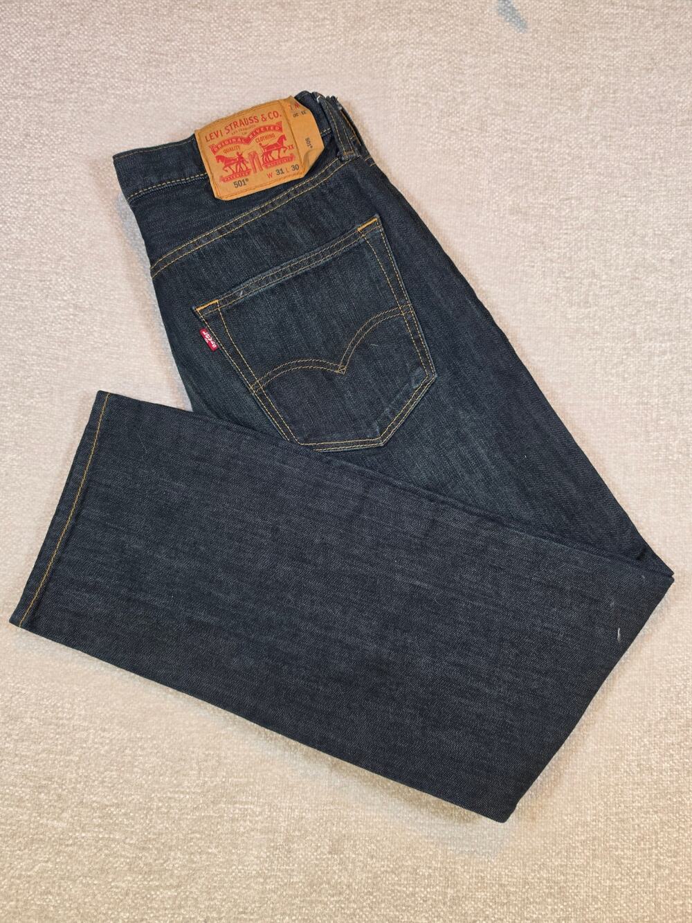 Levi's 501 Original Fit Jeans Dark Wash Button Fly Denim Men Size 31x30